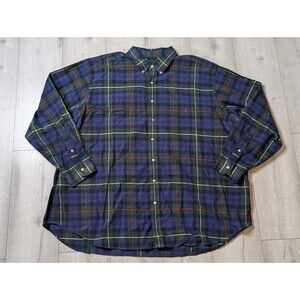 Ralph Lauren Long Sleeve Button Down Shirt Men 3XB Multi Color Plaid Print Pony